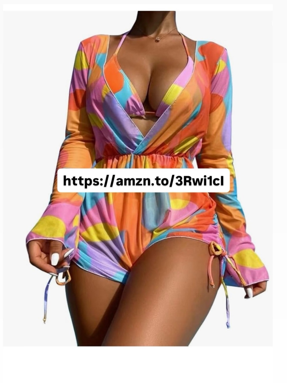 Colorful Abstract Print Deep V Romper